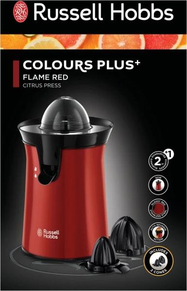 Russell Hobbs Colours Plus+ Flame Zitruspresse Rot 2 Russell Hobbs Colours Plus+ Flame Zitruspresse Rot – Bild 2