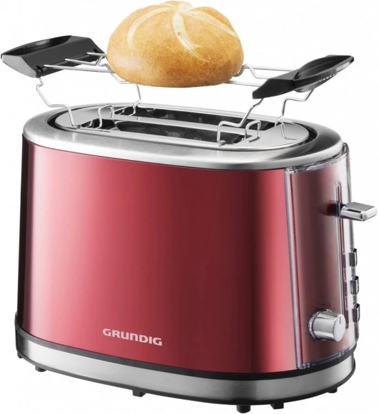 Grundig TA 6330 Kompakt-Toaster Metallic-rot/edelstahl 1 Grundig TA 6330 Kompakt-Toaster Metallic-rot/edelstahl