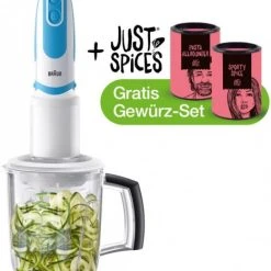 Braun MQ 5060 Twist MultiQuick 5 VarioFit Stabmixer Inkl. Just Spices Weiß/blau